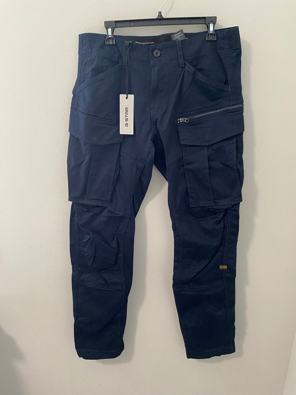 G-Star RAW Rovic Zip 3D Regular Tapered Cargo Pants, Salute, Navy 34x34 NWT